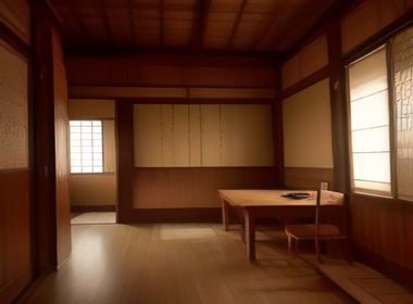 日本传统家庭室内场景，榻榻米与纸拉门，象征伦理日本家庭情感题材的文化根源，暖黄光线